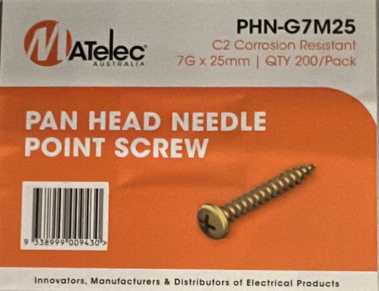 Pan Head Needle Point Screws 7 - PHN-G7M25 - ARCK Electrical Wholesale Supplies