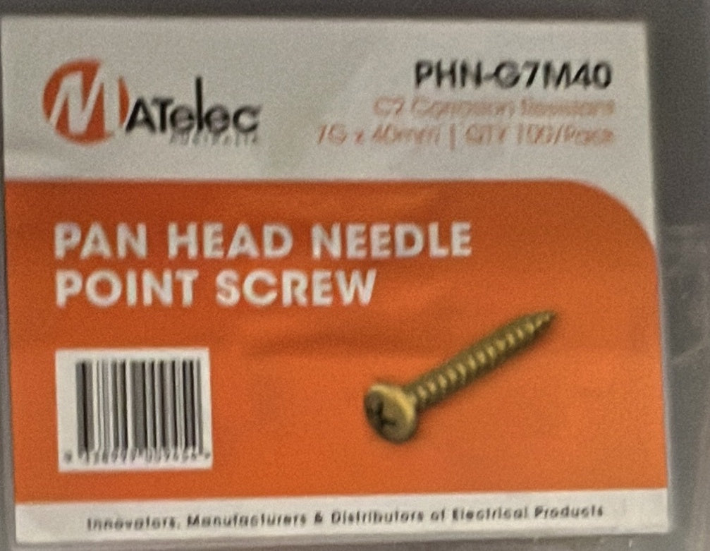 Pan Head Needle Point Screws 7 - PHN-G7M40
