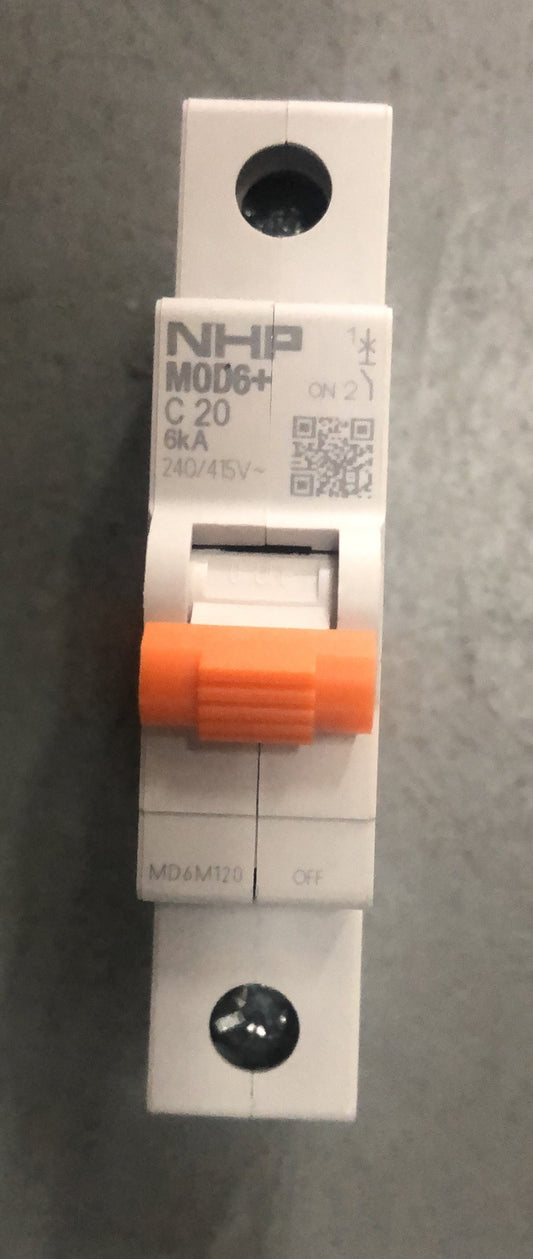 MOD6+ MCB 6kA 1P 20A C Curve - MD6M120 - ARCK Electrical Wholesale Supplies