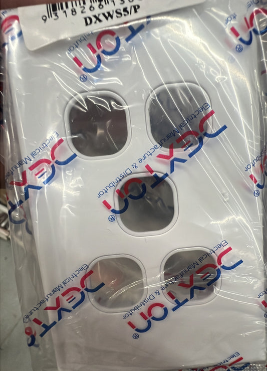 Dexton Standard 5 Gang Cover & - DXWS5/P - ARCK Electrical Wholesale Supplies
