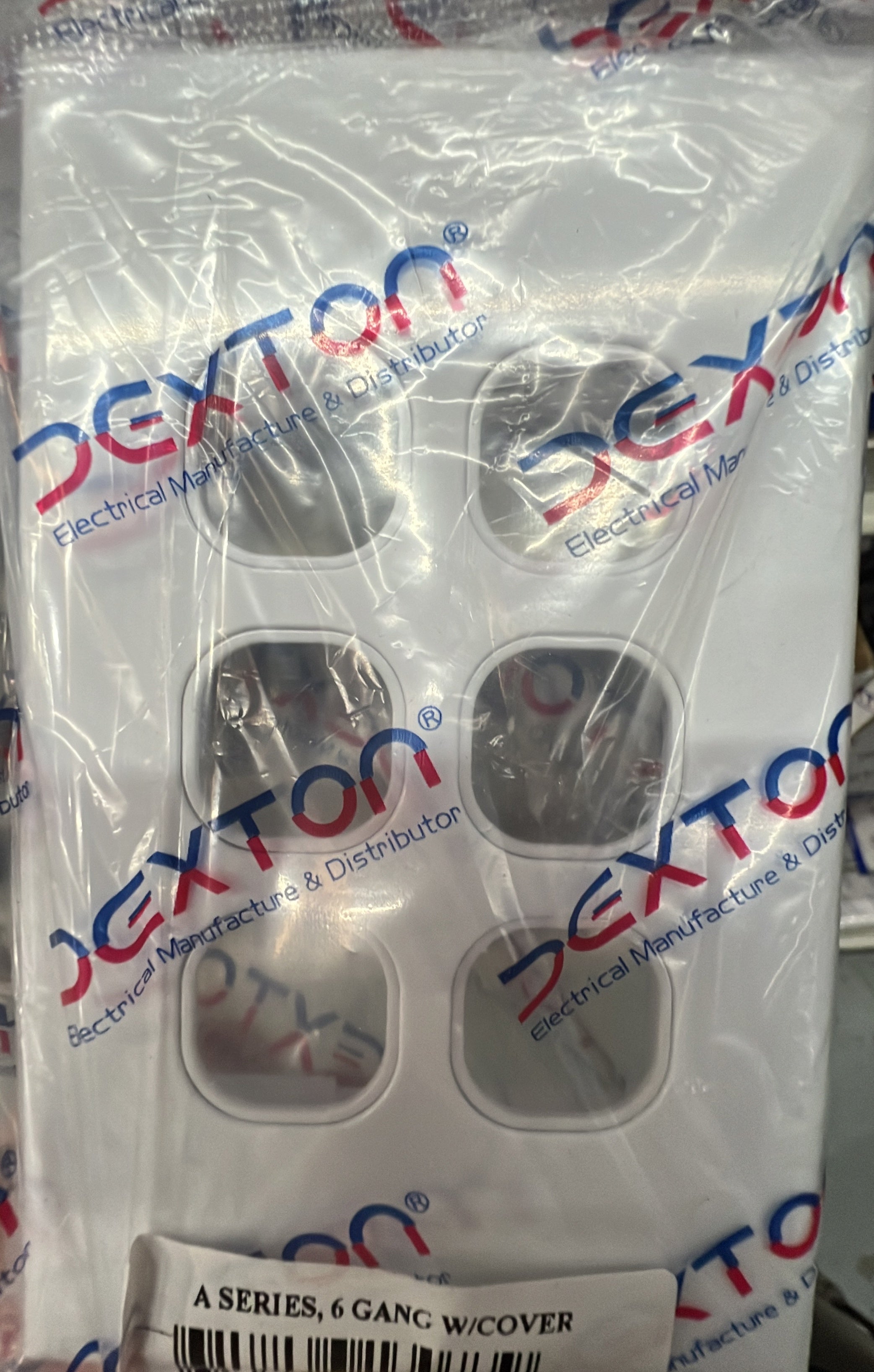 Dexton Standard 6 Gang Cover & - DXWS6/P - ARCK Electrical Wholesale Supplies