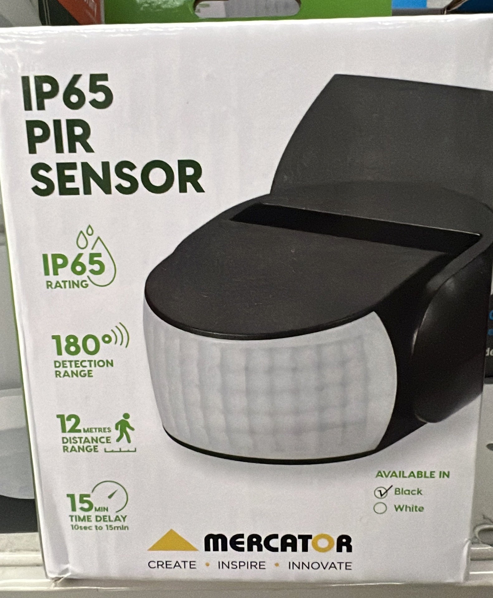 Mercator IP65 PIR Sensor Outdo - XSEN003PIR-BLK - ARCK Electrical Wholesale Supplies