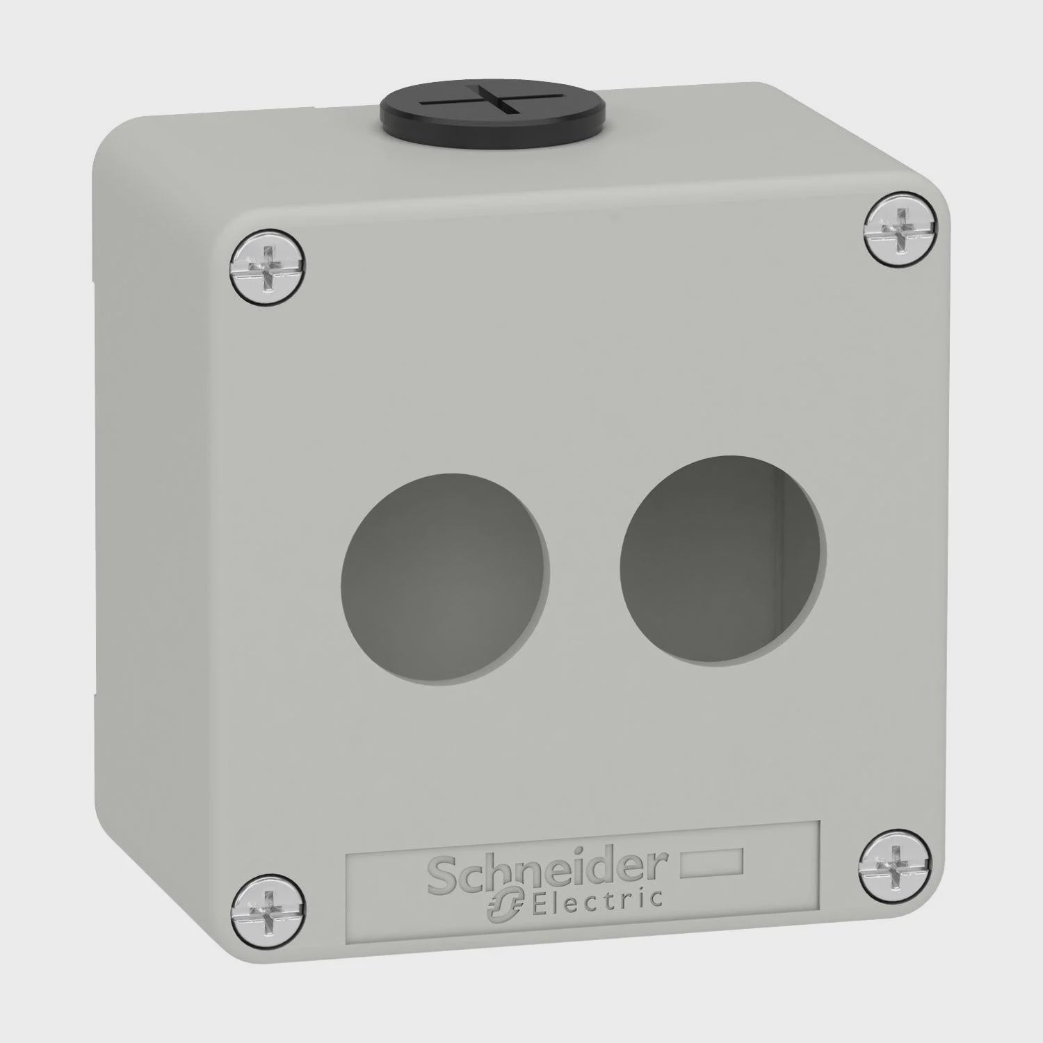 Clipsal Die cast empty control station, Harmony XAP, XB2 SL, zinc alloy, grey, M20, 2 cut outs 22mm, 80x80x51,5mm, UL cULus - XAPD1202 - ARCK Electrical Wholesale Supplies