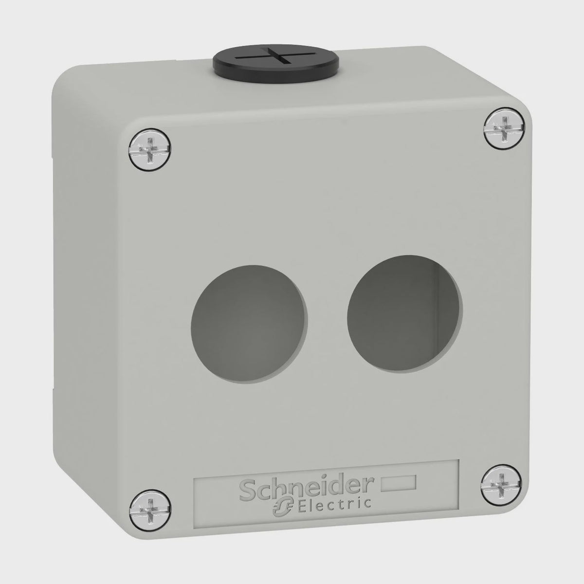 Clipsal Die cast empty control station, Harmony XAP, XB2 SL, zinc alloy, grey, M20, 2 cut outs 22mm, 80x80x51,5mm, UL cULus - XAPD1202 - ARCK Electrical Wholesale Supplies