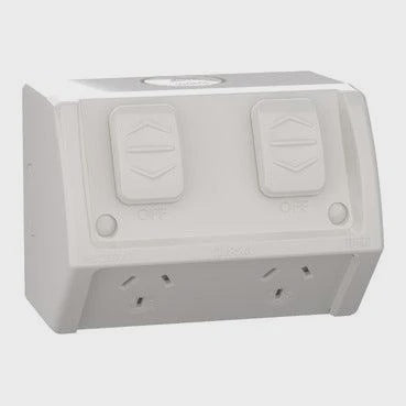 Clipsal Weathershield Double Weatherproof Powerpoint Grey - WSC227/2-RG - ARCK Electrical Wholesale Supplies