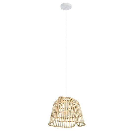 Glyneath Pendant Light White Steel Natural Wood - 43873N - ARCK Electrical Wholesale Supplies