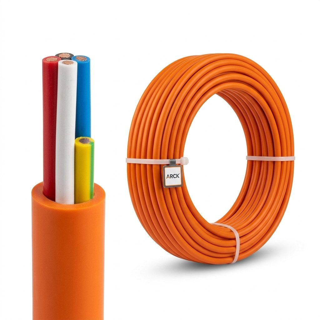 2.5mm Orange Circular 4 Core + Earth - 10m Cut - SRCV4025E-CUT-10
