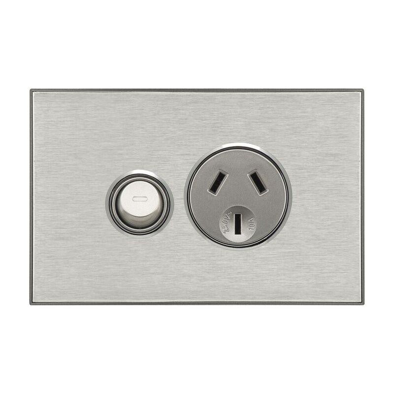 CLIPSAL SATURN 10A SINGLE POWER POINT - HORIZON SILVER - 4015HS - ARCK Electrical Wholesale Supplies