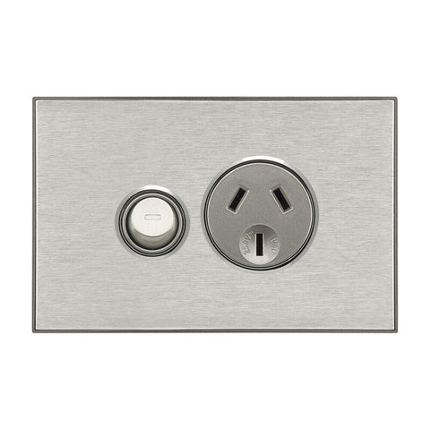 CLIPSAL SATURN 10A SINGLE POWER POINT - HORIZON SILVER - 4015HS - ARCK Electrical Wholesale Supplies