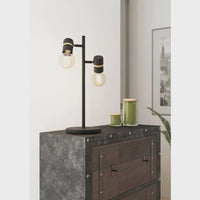 Lurone Table Lamp 2 Lights Black / Brass Steel - 900178N