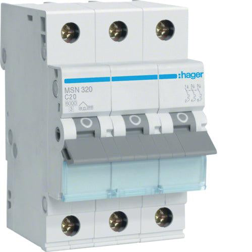 HAGER Three Poles Circuit Breaker 6kA-50A  C-Curve - MSN350 - ARCK Electrical Wholesale Supplies