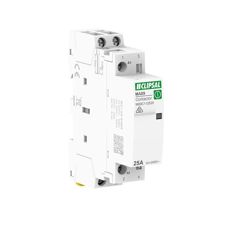CLIPSAL MAX9 CONTACTOR 25A 240V AC 2NO - MX9C112520 - ARCK Electrical Wholesale Supplies