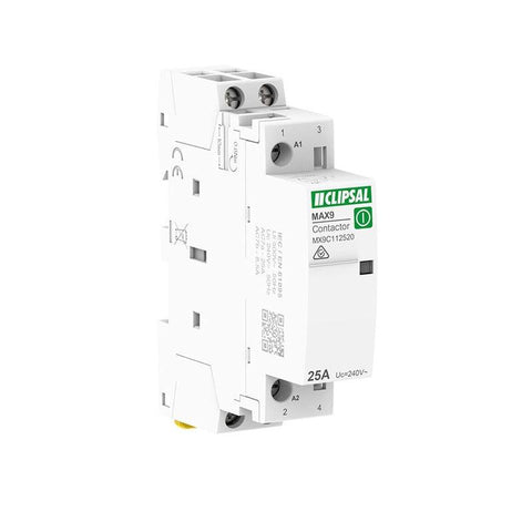 CLIPSAL MAX9 CONTACTOR 25A 240V AC 2NO - MX9C112520 - ARCK Electrical Wholesale Supplies