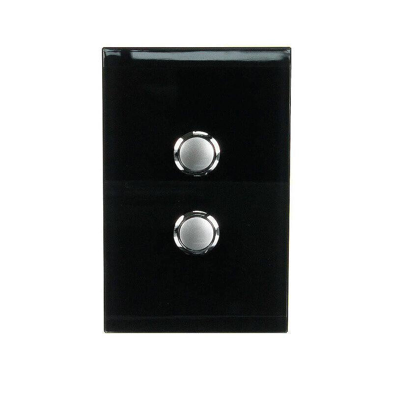 CLIPSAL SATURN 2 GANG PUSHBUTTON LED SWITCH - ESPRESSO BLACK - 4062PBLEB - ARCK Electrical Wholesale Supplies