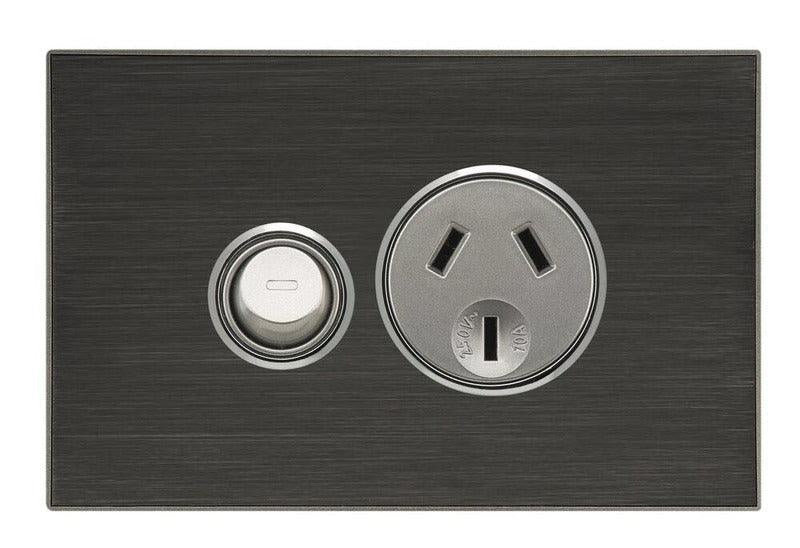 CLIPSAL SATURN 10A SINGLE POWER POINT - HORIZON BLACK - 4015HB - ARCK Electrical Wholesale Supplies