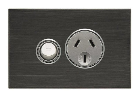 CLIPSAL SATURN 10A SINGLE POWER POINT - HORIZON BLACK - 4015HB - ARCK Electrical Wholesale Supplies
