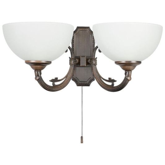 Savoy 2 Light Wall Light Oil Rubbed Bronze / White - 205122 - ARCK Electrical Wholesale Supplies
