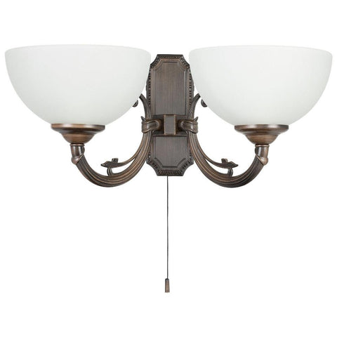 Savoy 2 Light Wall Light Oil Rubbed Bronze / White - 205122 - ARCK Electrical Wholesale Supplies