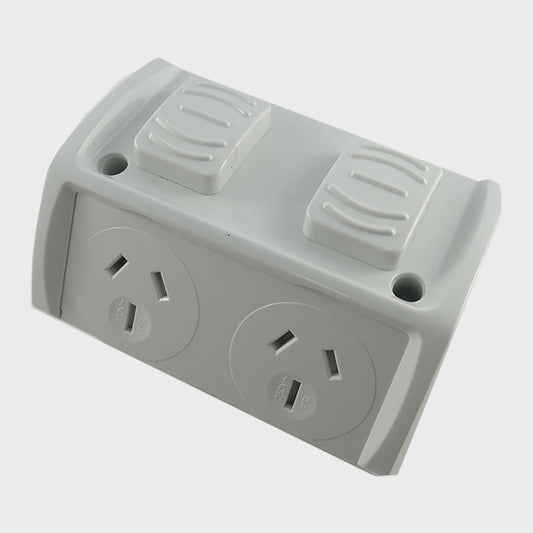 Weatherproof GPO DOUBLE 15A- NEW STYLE - WPOD15N/GR - ARCK Electrical Wholesale Supplies