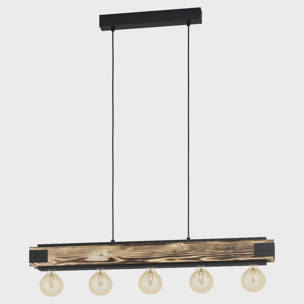 Layham 5 Light Island Pendant Black / Brown - 43468N - ARCK Electrical Wholesale Supplies