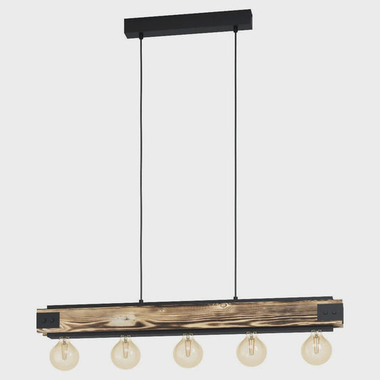 Layham 5 Light Island Pendant Black / Brown - 43468N - ARCK Electrical Wholesale Supplies