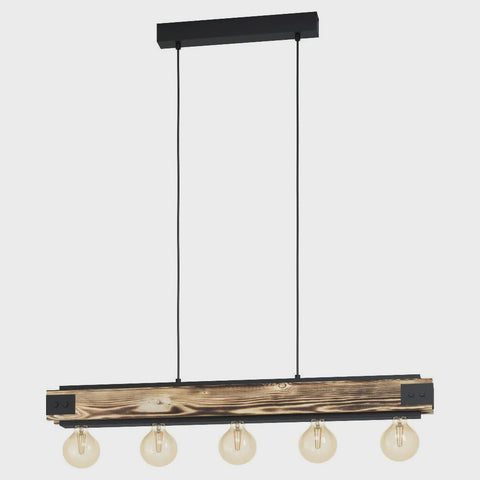 Layham 5 Light Island Pendant Black / Brown - 43468N - ARCK Electrical Wholesale Supplies