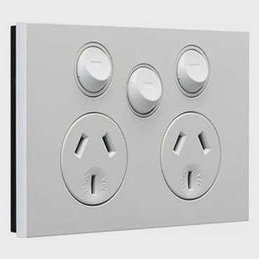 CLIPSAL SATURN ZEN DOUBLE POWERPOINT + EXTRA SWITCH (WHITE) - Z4025XA-ZW - ARCK Electrical Wholesale Supplies