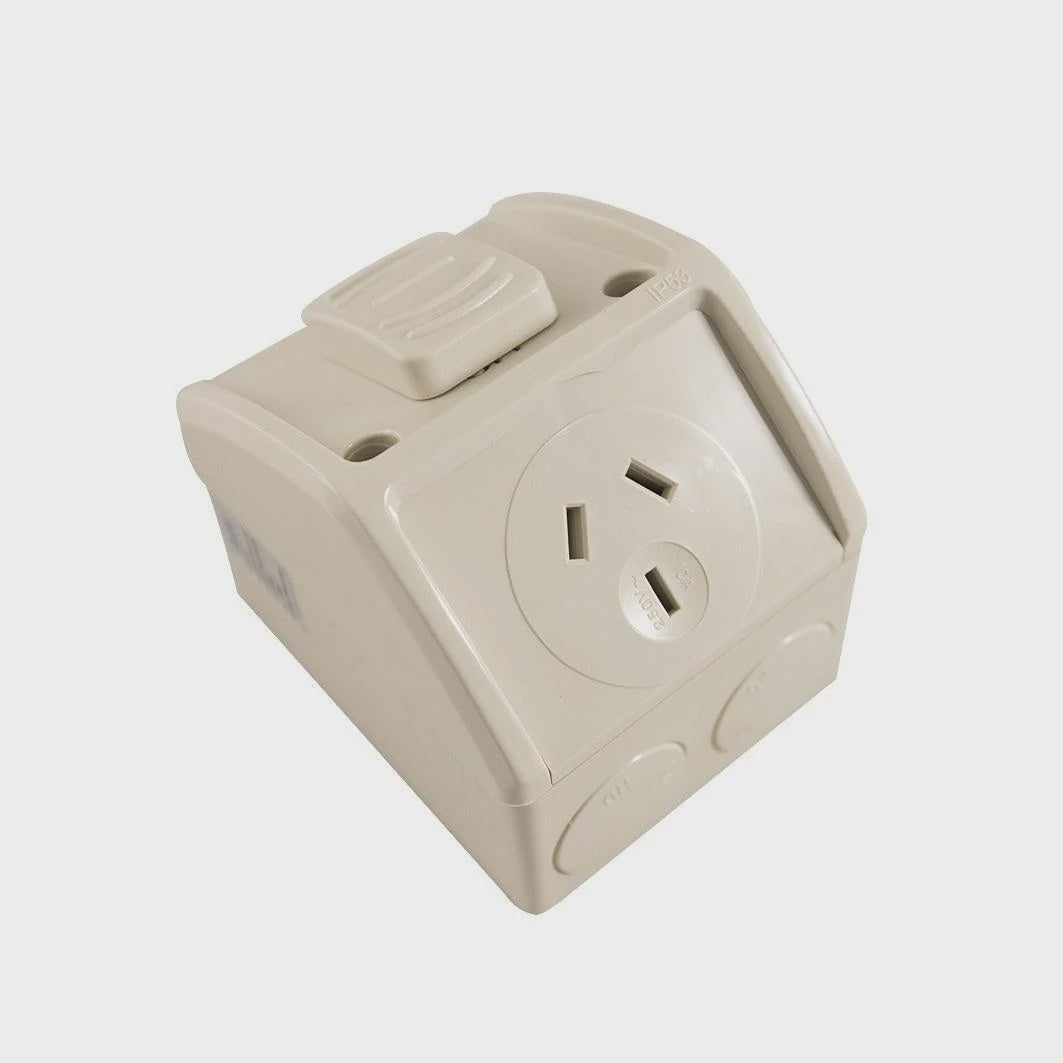 Weatherproof GPO SINGLE 10A- New Style - WPP1-NMHS - ARCK Electrical Wholesale Supplies