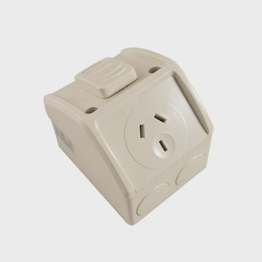 Weatherproof GPO SINGLE 10A- New Style - WPP1-NMHS - ARCK Electrical Wholesale Supplies