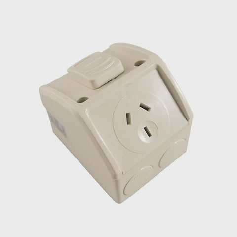 Weatherproof GPO SINGLE 10A- New Style - WPP1-NMHS - ARCK Electrical Wholesale Supplies