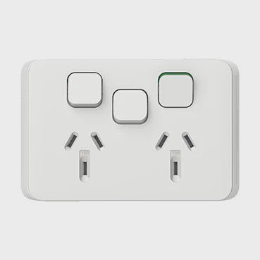 Clipsal Iconic Double Powerpoint 10A + Extra Switch Skin Vivid White - 3025XC-VW - ARCK Electrical Wholesale Supplies