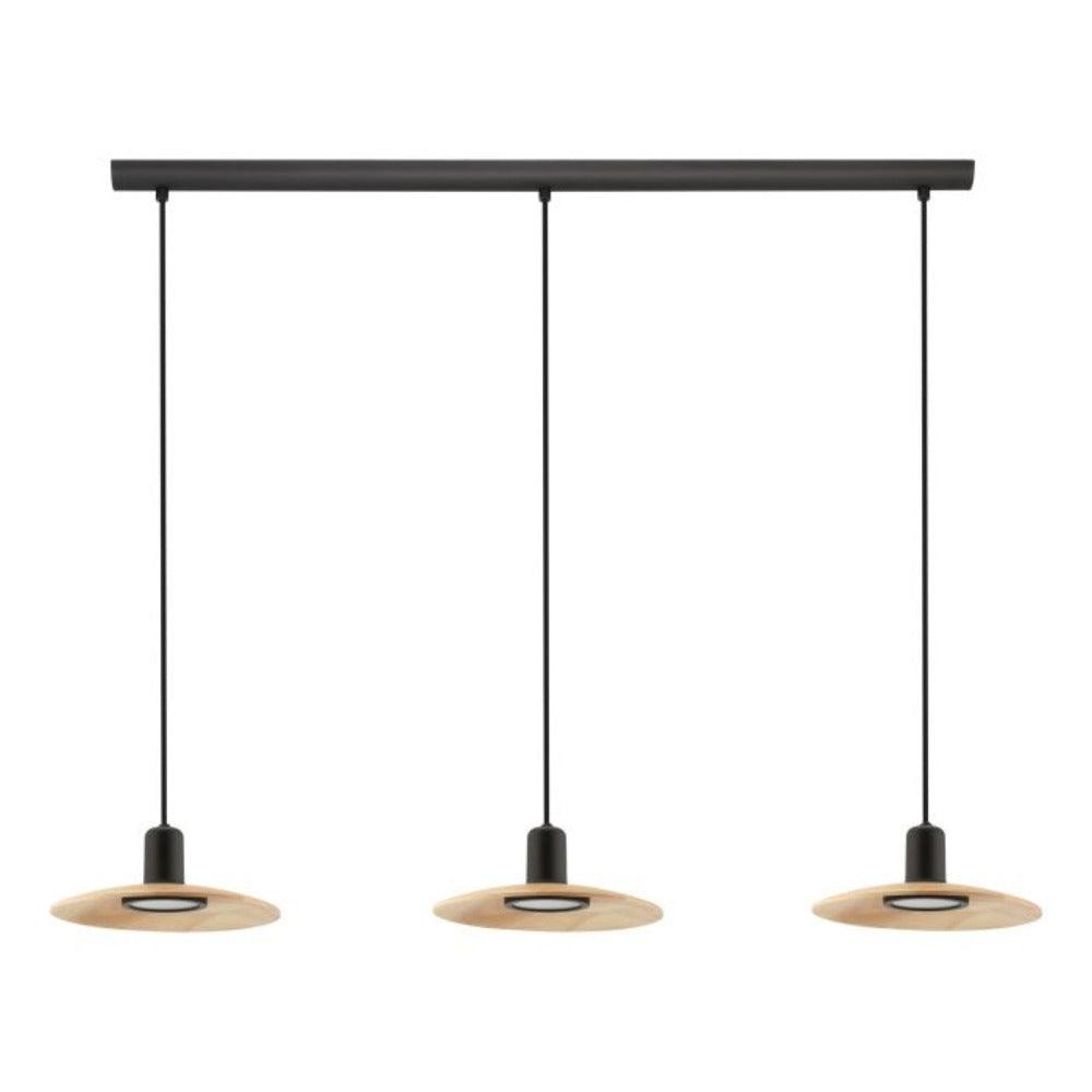 MAYAZES Pendant 3 Lights Black / Natural Steel - 39912N