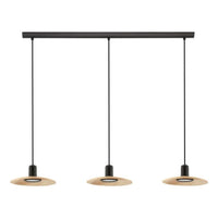 MAYAZES Pendant 3 Lights Black / Natural Steel - 39912N