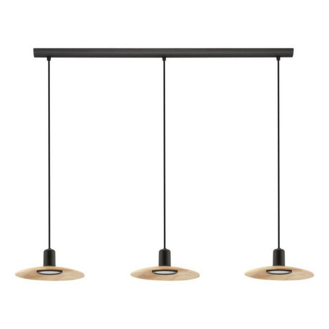 MAYAZES Pendant 3 Lights Black / Natural Steel - 39912N