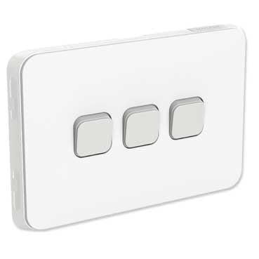 Clipsal Iconic 3 Gang Horizontal Switch 10A White - 3043HA-VW - ARCK Electrical Wholesale Supplies