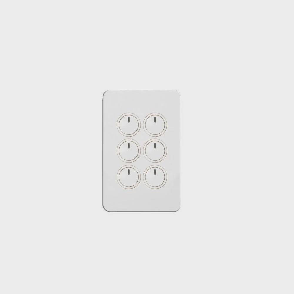 Hager Silhouette 6 Gang Button Switch With LED Indicator (White) - WBSEV6