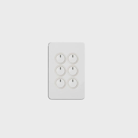 Hager Silhouette 6 Gang Button Switch With LED Indicator (White) - WBSEV6