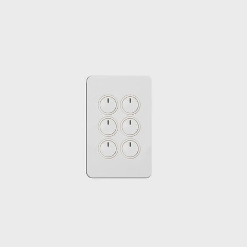 Hager Silhouette 6 Gang Button Switch With LED Indicator (White) - WBSEV6