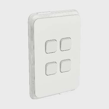Clipsal Iconic 4 Gang Switch IP44 Vivid White - 3044V44-VW - ARCK Electrical Wholesale Supplies