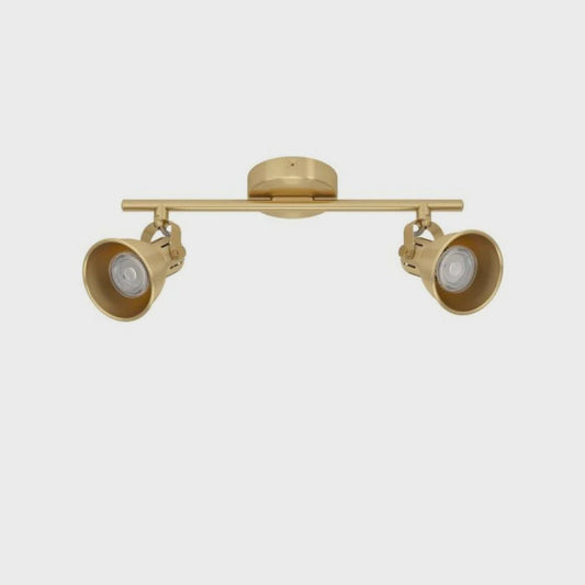 SERAS Spot 2 Lights Brushed Brass Steel - 206052 - ARCK Electrical Wholesale Supplies