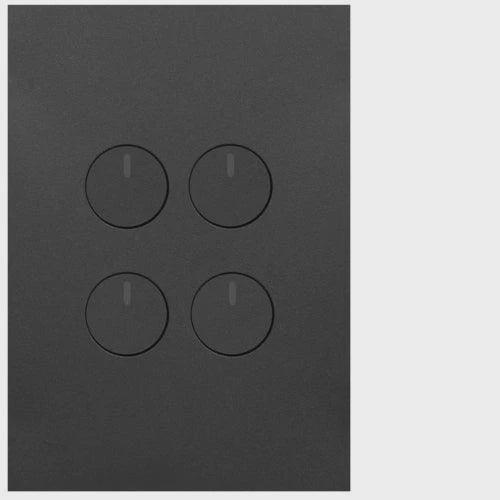 HAGER FINESSE 4 GANG PRESS SWITCH (MATT BLACK) - WBQSV4PB-MB