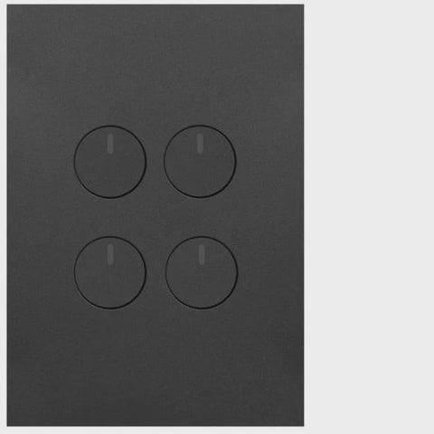 HAGER FINESSE 4 GANG PRESS SWITCH (MATT BLACK) - WBQSV4PB-MB