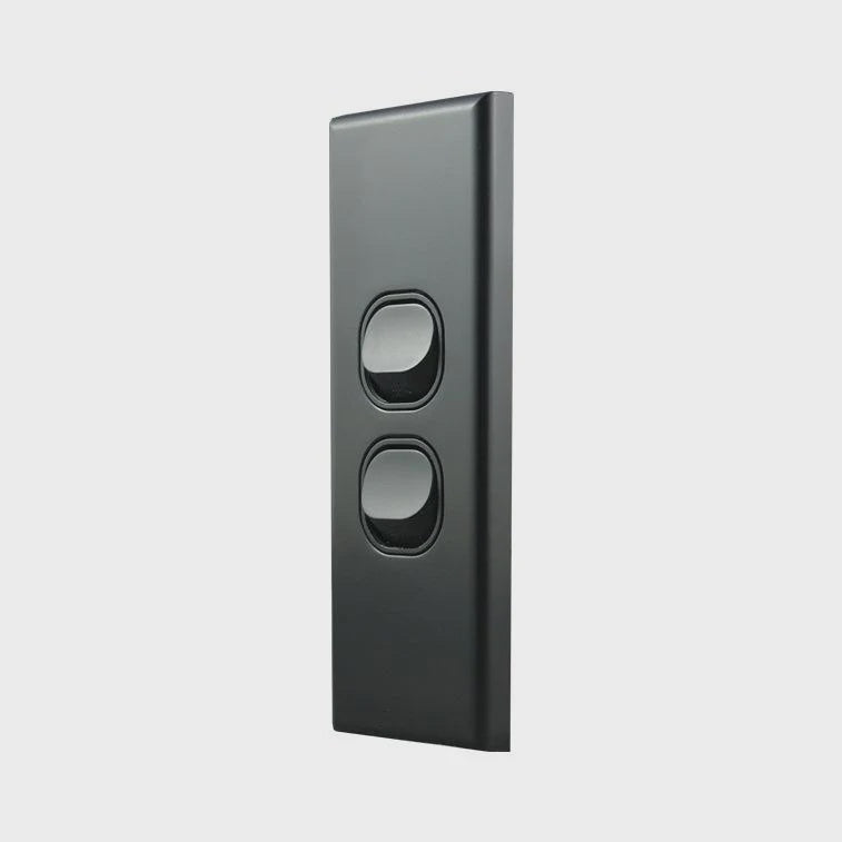Architrave Switch 2 Gang MATTE BLACK LSA2MB-L - ARCK Electrical Wholesale Supplies