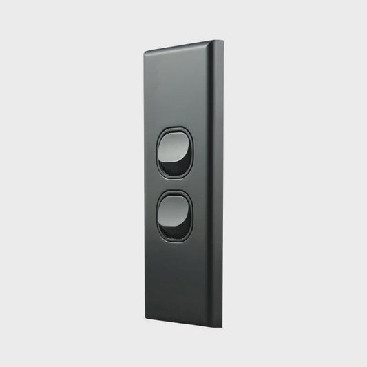Architrave Switch 2 Gang MATTE BLACK LSA2MB-L - ARCK Electrical Wholesale Supplies