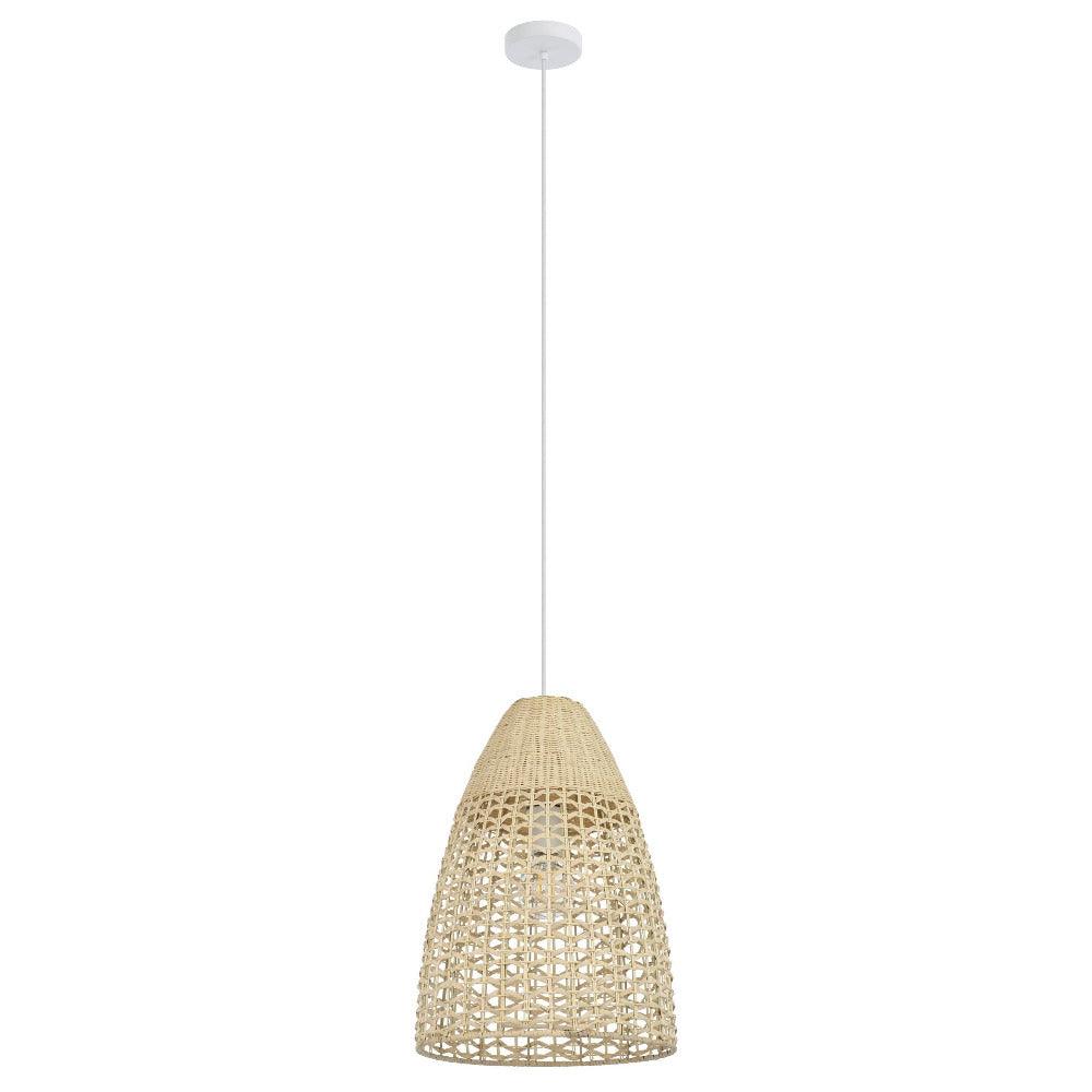 SAMBUCONA Pendant Light W350mm White Steel Natural Wood - 390237N