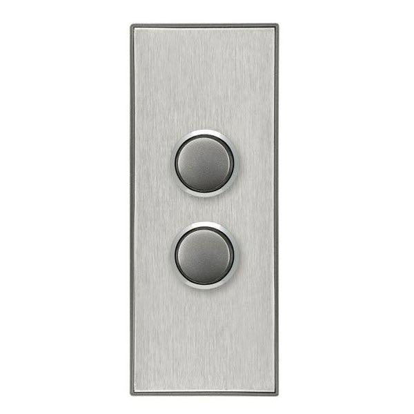 CLIPSAL SATURN 2 GANG PUSHBUTTON LED ARCHITRAVE SWITCH - HORIZON SILVER - 4062AL-HS - ARCK Electrical Wholesale Supplies