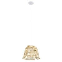 Glyneath Pendant Light White Steel Natural Wood - 43873N