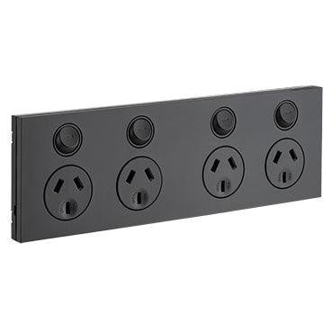 CLIPSAL SATURN ZEN QUAD POWERPOINT (BLACK) - Z4025H2-ZB - ARCK Electrical Wholesale Supplies