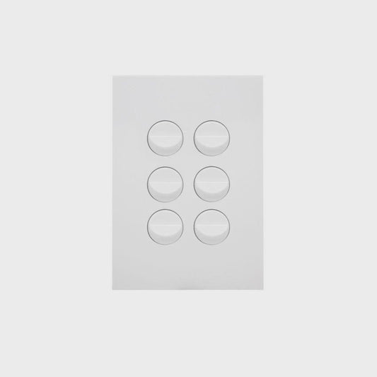 Hager Finesse 6 Gang Switch Gloss White - WBQSV6 - ARCK Electrical Wholesale Supplies