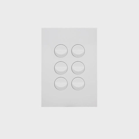 Hager Finesse 6 Gang Switch Gloss White - WBQSV6 - ARCK Electrical Wholesale Supplies